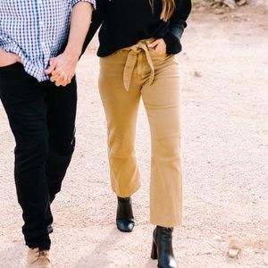 High waisted tie belt jeans